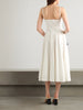 Embellished pleated cotton-blend poplin midi dress