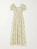 Ashlynn tie-detailed shirred floral-print organic cotton-voile midi dress