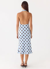 Awuku Midi Dress Blue Mocha Dot