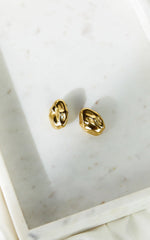 Celia Earrings - Oval Textured Earrings in Gold