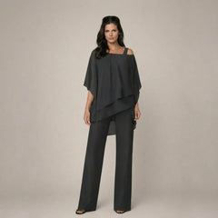 Women's Off-Shoulder Two-Piece Set | Elegant Top & Wide-Leg Trousers