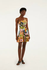 Multicolor Tropical Painting Mini Dress