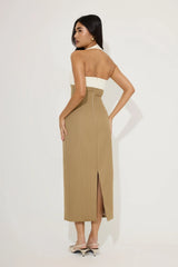 Cotton Mix Pinstripe Midi Dress