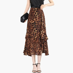 Women's Printed Midi Skirt | Straight-Cut Side-Split Summer Skirt