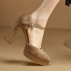Women's Platform Block Heel Pumps | Ankle Strap Elevated High Heels