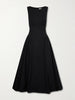 Gwen paneled pleated cotton-blend poplin midi dress