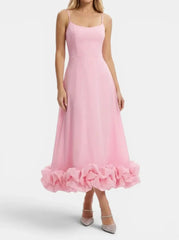 Women's Ruffle Midi Dress | Elegant Flowing Evening Dress