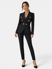 Women's Tailored Suit Set | Double-Breasted Blazer & Slim-Fit Trouser Co-Ord