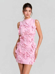 3D Floral Applique Bodycon Mini Dress