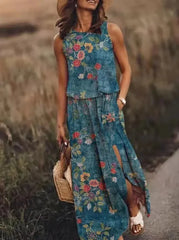 Women's Sleeveless Flowing Maxi Dress | Elegant Lightweight Summer Dress