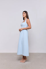 Cotton Mix Halter Midi Dress