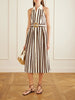 Quentin belted pleated striped cotton-poplin halterneck midi dress