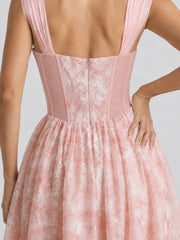 Lace-Up Corset A-Line Midi Dress