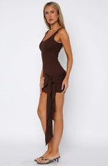 Dumping You Ribbed Mini Dress Chocolate
