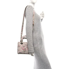 Calfskin Flower Printed Small My ABCDior Lady Dior Pink Multicolor