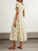 Ashlynn tie-detailed shirred floral-print organic cotton-voile midi dress