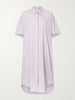 Anu embroidered striped organic cotton-poplin midi shirt dress