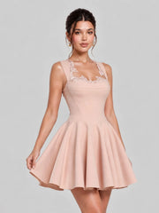 Lace Trim Corset Fit-and-Flare Mini Dress