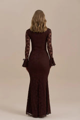 JULIETTE LACE MAXI DRESS | CHOCOLATE