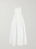 Chamomile pintucked embroidered cotton-poplin midi dress