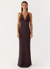 Indya Halter Maxi Dress Chocolate