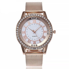 Women's Quartz Mesh-Band Watch | Elegant Roman Numeral Timepiece
