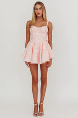All To You Jacquard Bow Romper Pink