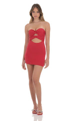 Double Twist Cutout Dress in Red