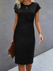 Women's Ruched Bodycon Midi Dress | Elegant Flattering Evening Dress
