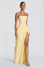 Women's Strapless Maxi Dress | Elegant Corset Slit Evening Maxi Dress