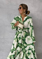 Women's Tie-Dye Floral Maxi Dress | Flowy Summer Wedding-Guest Gown