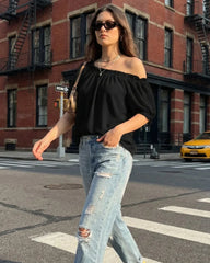 Women's Off-Shoulder Puff-Sleeve Blouse | Elegant Summer Top
