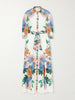 Bianca linen-blend  floral midi dress