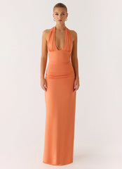 Ilaria Halter Maxi Dress - Apricot