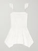 Asymmetric embroidered linen and cotton-blend midi dress