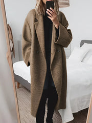 Women's Oversized Longline Coat | Double-Breasted Relaxed Overcoat