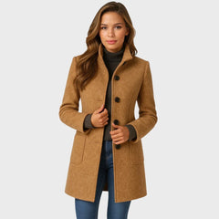 Women's Wool-Blend Long Coat | Structured Warm Outerwear