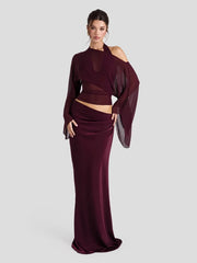 Two Piece Halterneck Sheer Mesh Maxi Dress