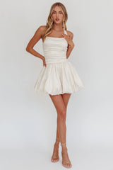 Angelico Halterneck Balloon Mini Dress Cream