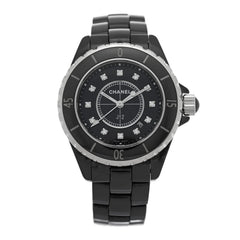 Stainless Steel Ceramic Diamond 33mm J12 Quartz Watch Black