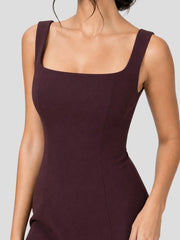 Open Back Bow Detail Square Neck Mini Dress