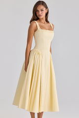 lemon cotton midi sundress