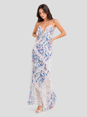 Boho Tiered Ruffle Floral Halter Maxi Dress