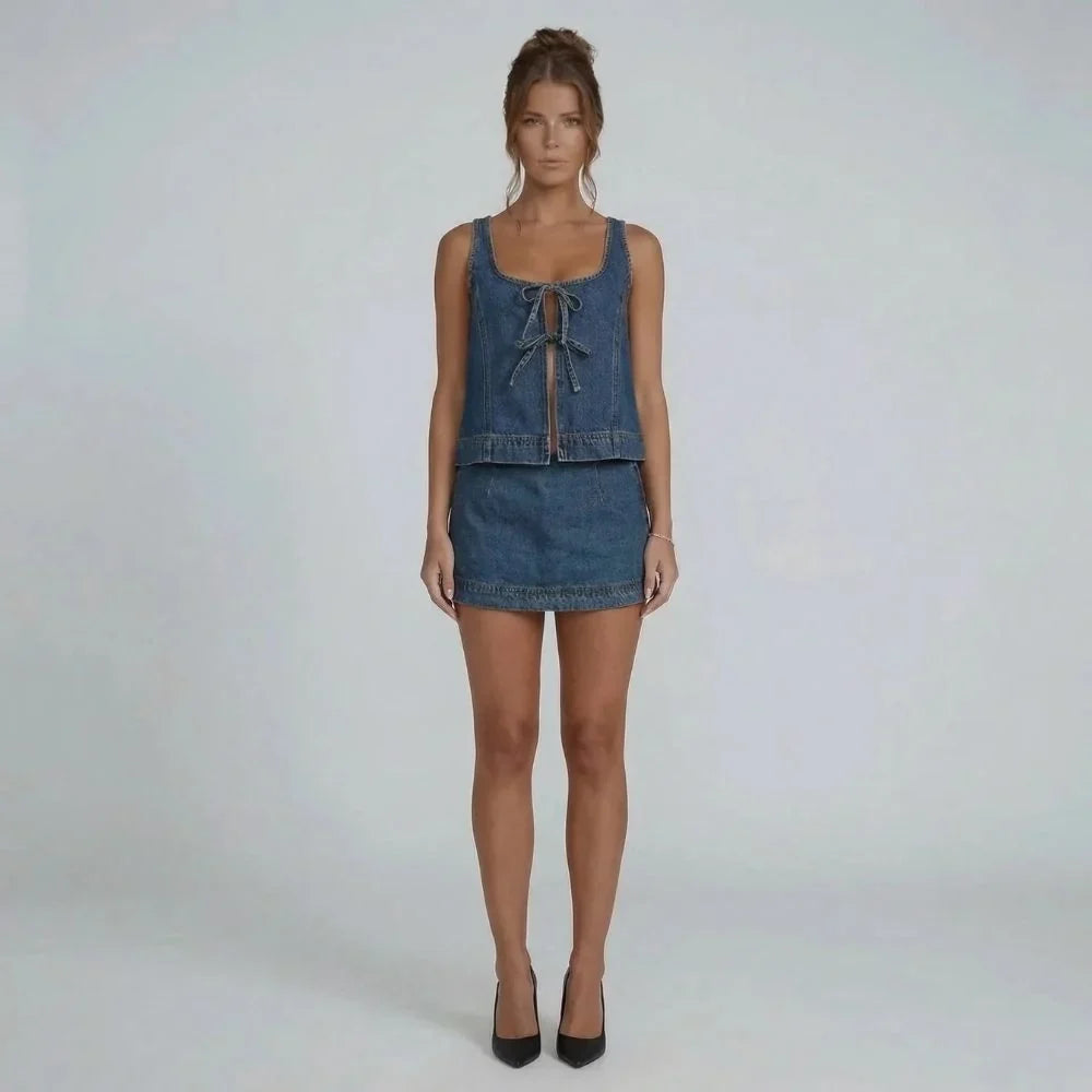 Claire Tie Denim Set