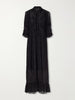 Tie-detailed ruffled lace midi dress