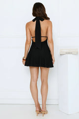 Dream Girl Hours Halter Mini Dress Black