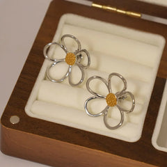 Women's Sterling Silver Floral Stud Earrings | Waterproof Enamel Petal Studs