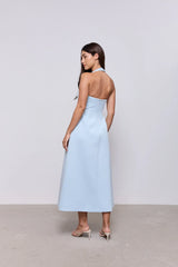 Cotton Mix Halter Midi Dress
