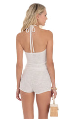 Crochet Rosette Shorts in White
