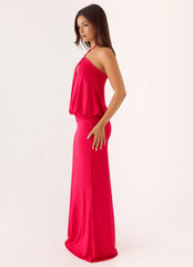Telling You Maxi Dress - Red Magenta